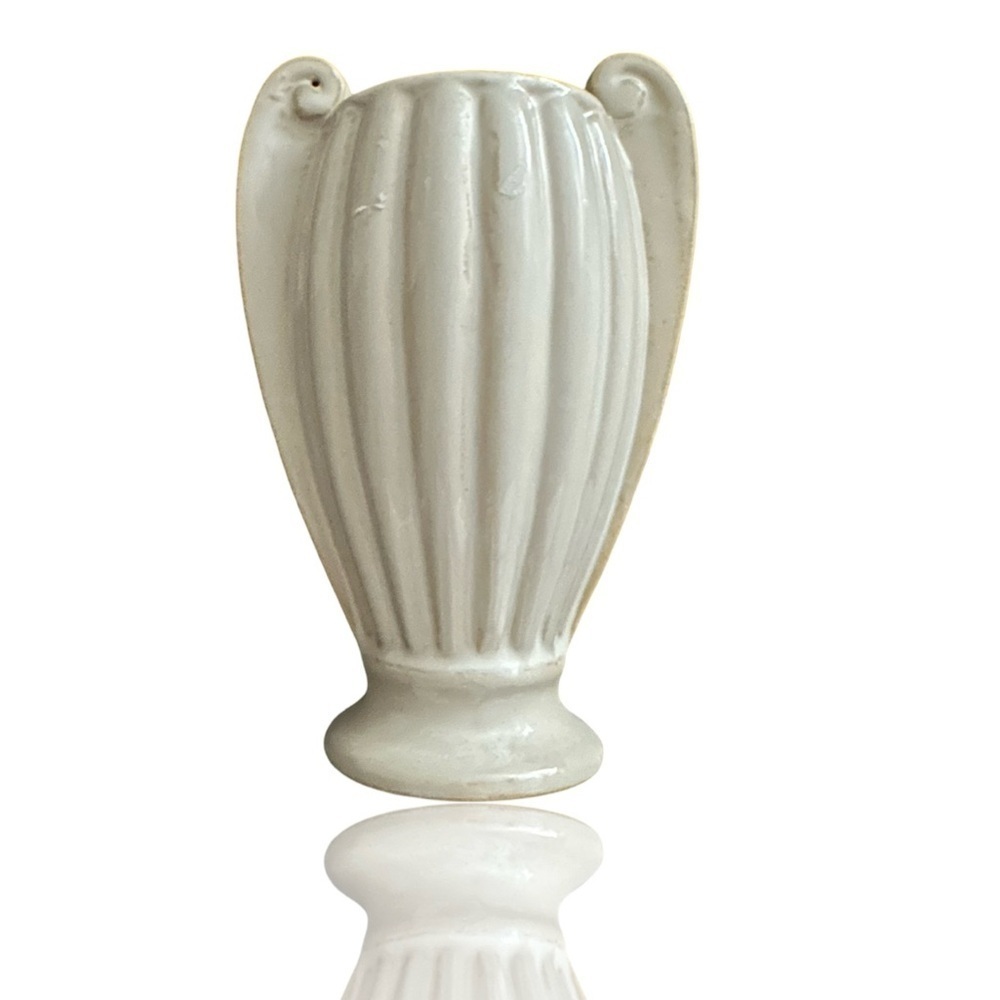 MILANO Ivory Ribbed Vase Ceramic Pottery.